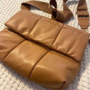 Shireleah faux leather quilted puffer crossbody purse bag